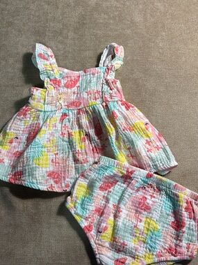 Toddler Two-Piece Flamingo & Tropical Print Set - Pink, Yellow, Aqua